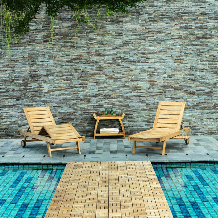 Coastal Natural Teak Outdoor Interlocking Tiles, 12 Slat (10 sq ft) - Sweatfully
