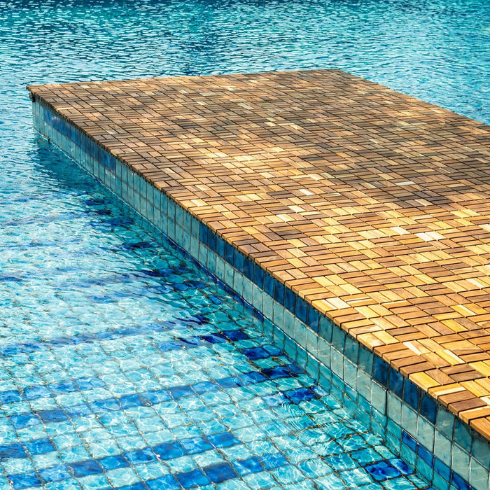 Calgary Oiled Teak Outdoor Interlocking Tiles, 18 Slat (10 sq ft) - Sweatfully