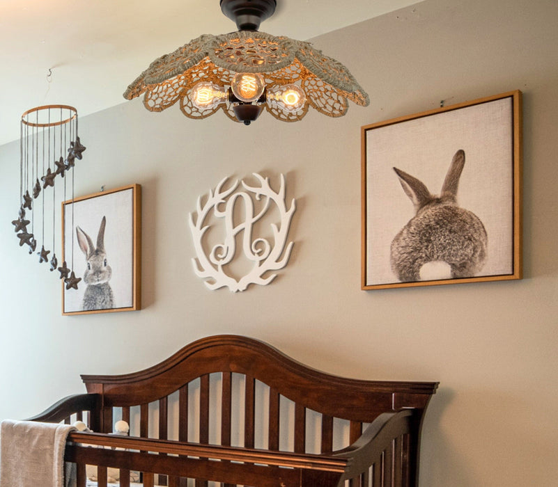 LARGE Natural RATTAN Ceiling Light Fixture - Sweatfully