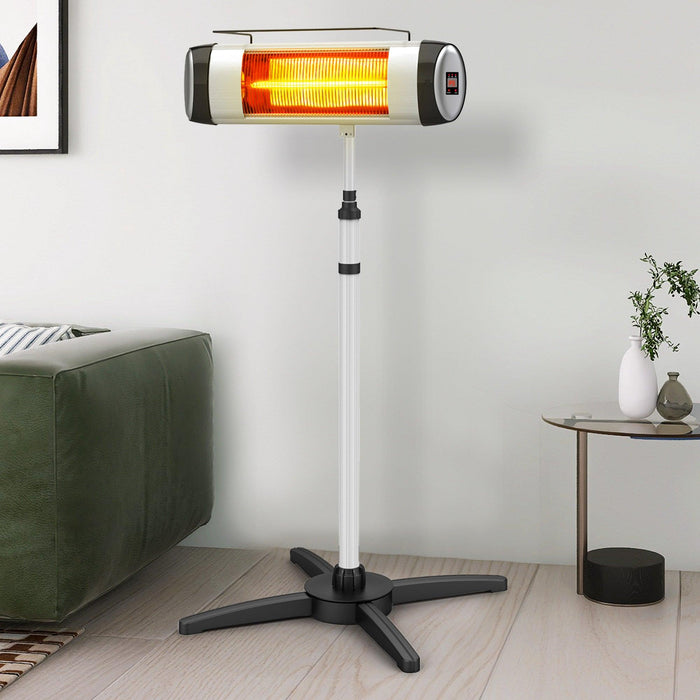 Porch Garden Electric Thermostat Patio Heater Standing Garden 1500W Infrared Heater with Remote Control Outdoor/Indoor - Sweatfully