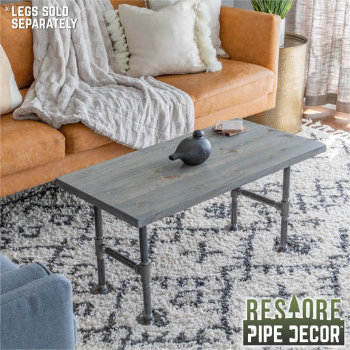 RESTORE Riverstone Grey Solid Wood Coffee Tabletop - Sweatfully