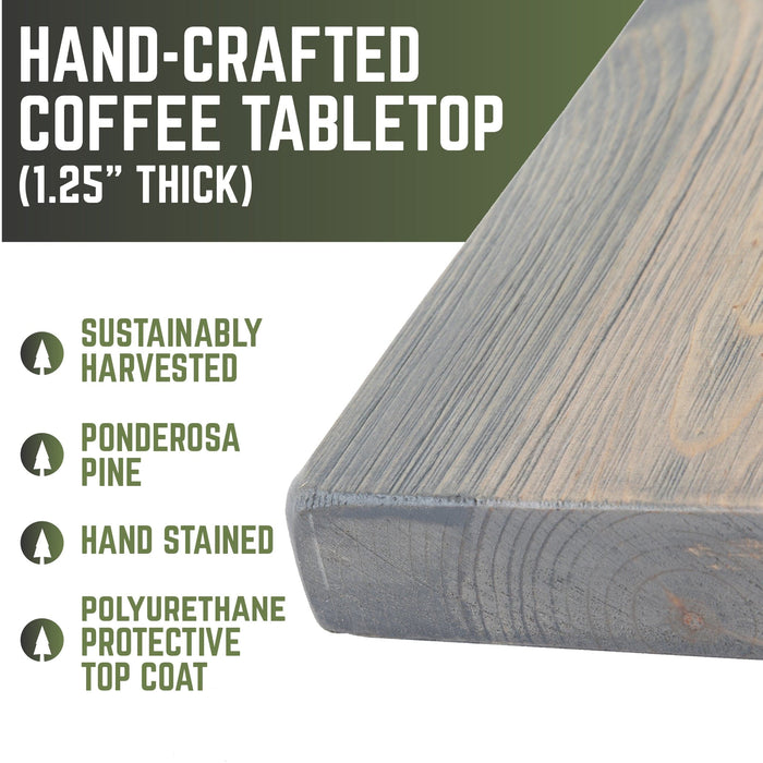 RESTORE Riverstone Grey Solid Wood Coffee Tabletop - Sweatfully