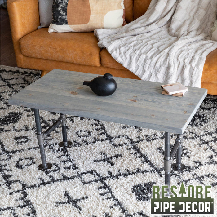RESTORE Riverstone Grey Solid Wood Coffee Tabletop - Sweatfully