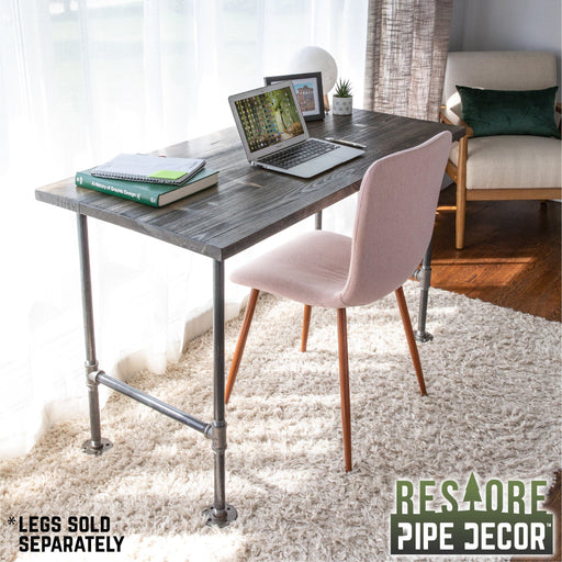 RESTORE Boulder Black Solid Wood Desk Tabletop - Sweatfully