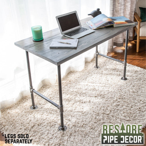 RESTORE Riverstone Grey Solid Wood Desk Tabletop - Sweatfully