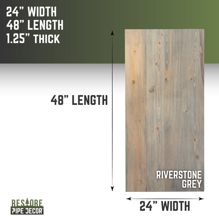 RESTORE Riverstone Grey Solid Wood Desk Tabletop - Sweatfully