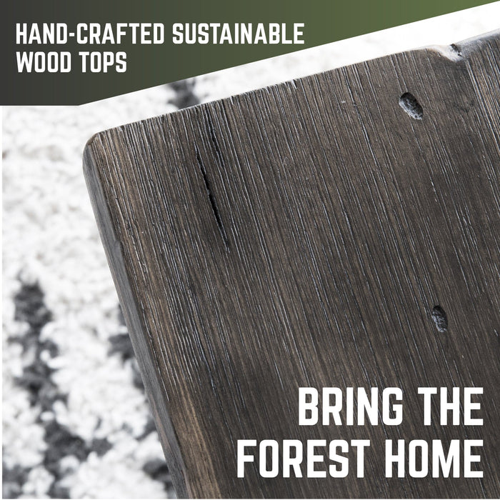 RESTORE Boulder Black Solid Wood End Tabletop - Sweatfully
