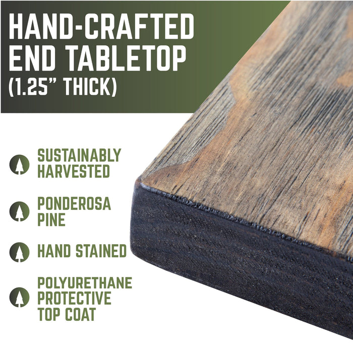 RESTORE Boulder Black Solid Wood End Tabletop - Sweatfully