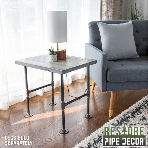 RESTORE Riverstone Grey Solid Wood End Tabletop - Sweatfully