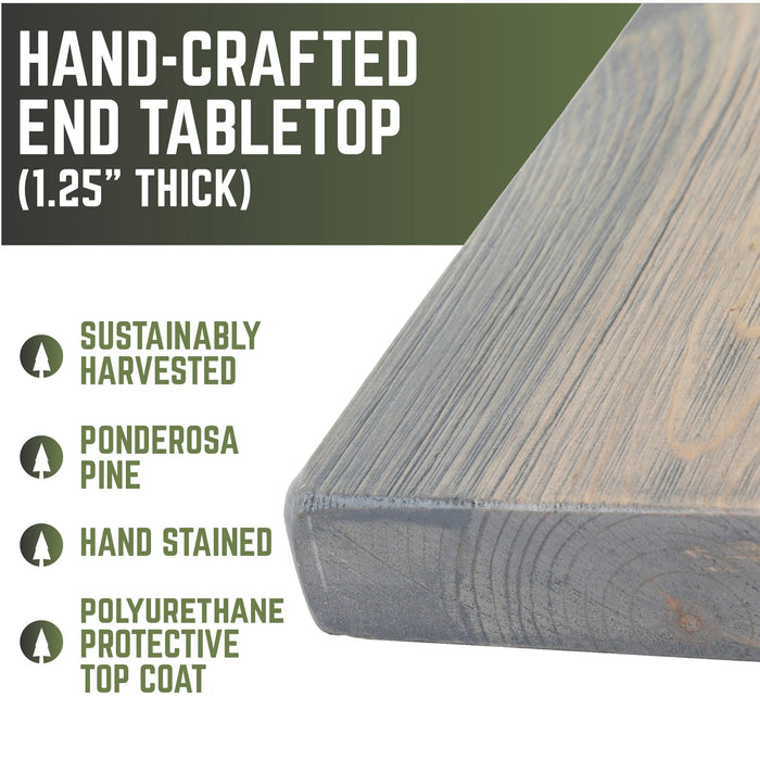 RESTORE Riverstone Grey Solid Wood End Tabletop - Sweatfully