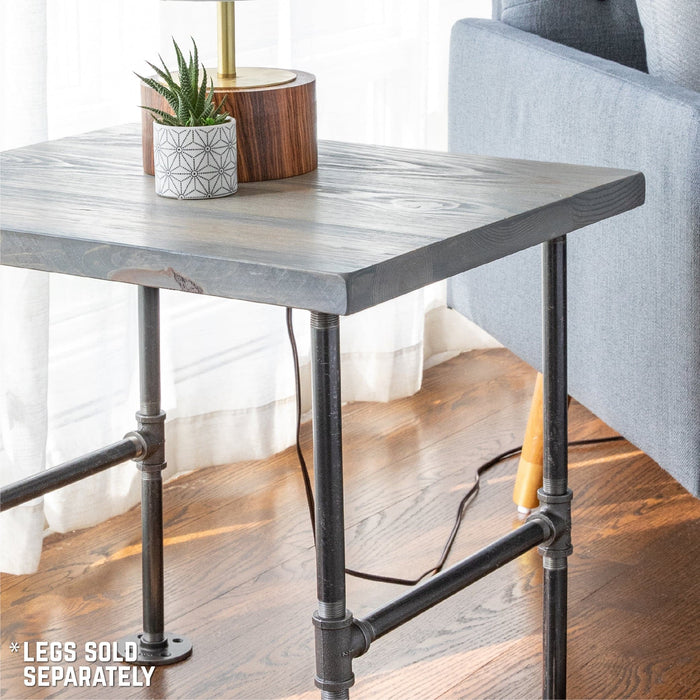 RESTORE Riverstone Grey Solid Wood End Tabletop - Sweatfully