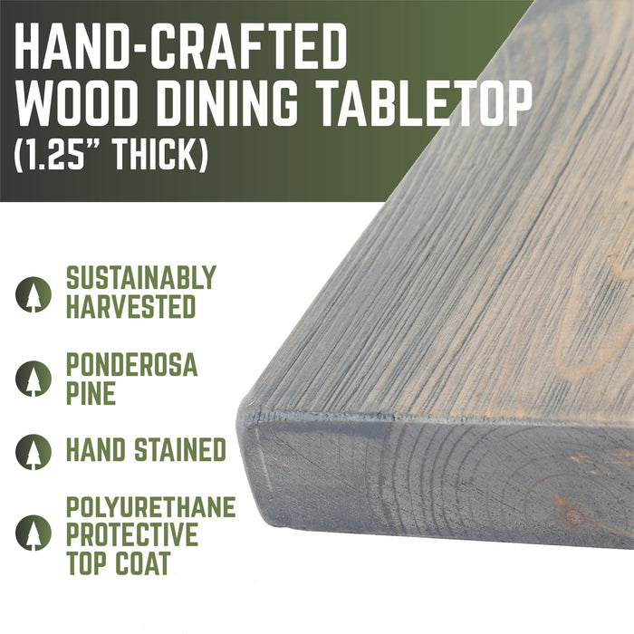 RESTORE Riverstone Grey Solid Wood Dining Tabletop - Sweatfully