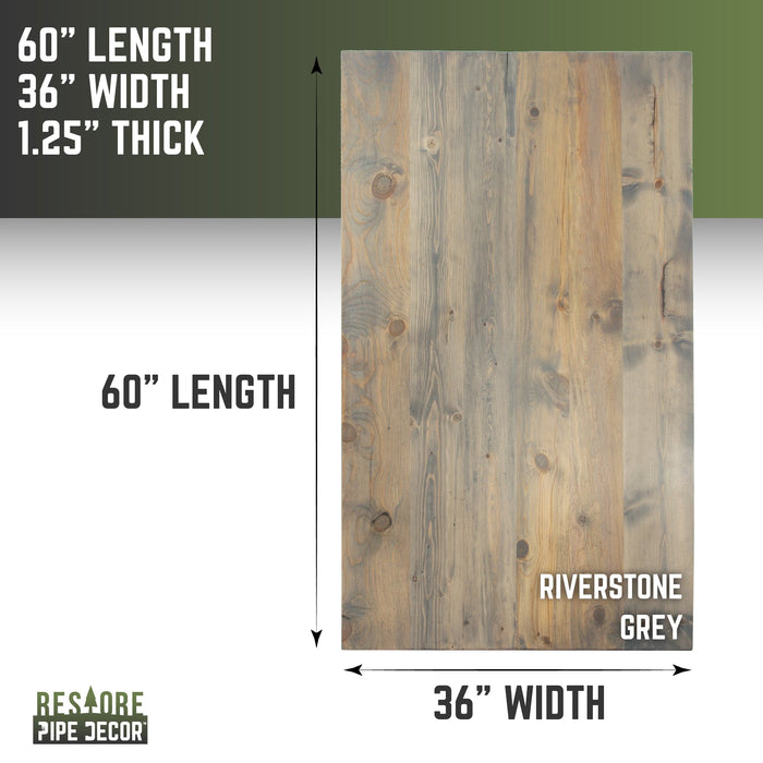 RESTORE Riverstone Grey Solid Wood Dining Tabletop - Sweatfully