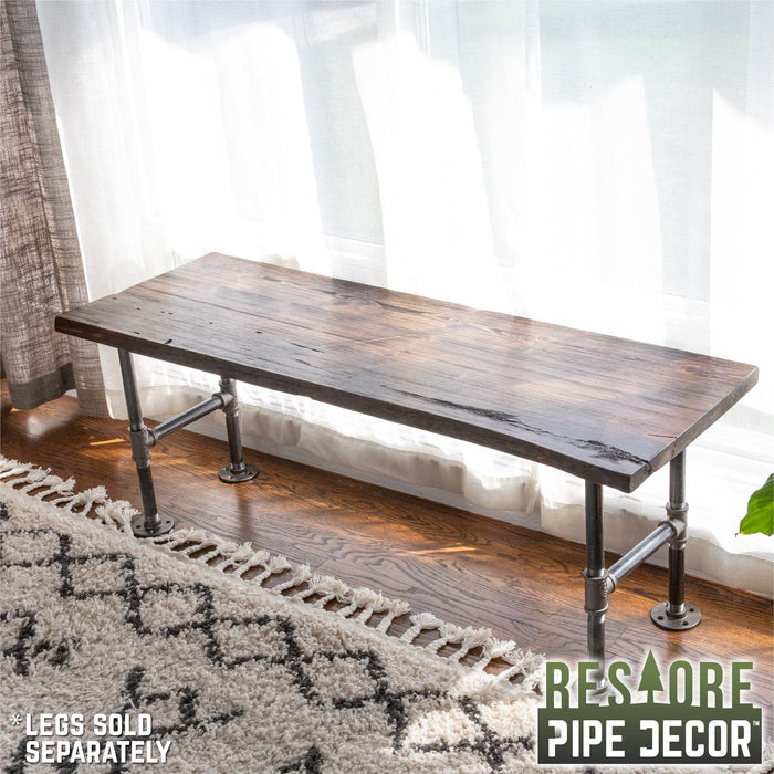 RESTORE Boulder Black Solid Live Edge Wood Console Tabletop - Sweatfully