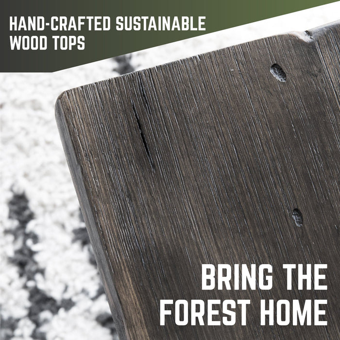 RESTORE Boulder Black Solid Live Edge Wood Console Tabletop - Sweatfully