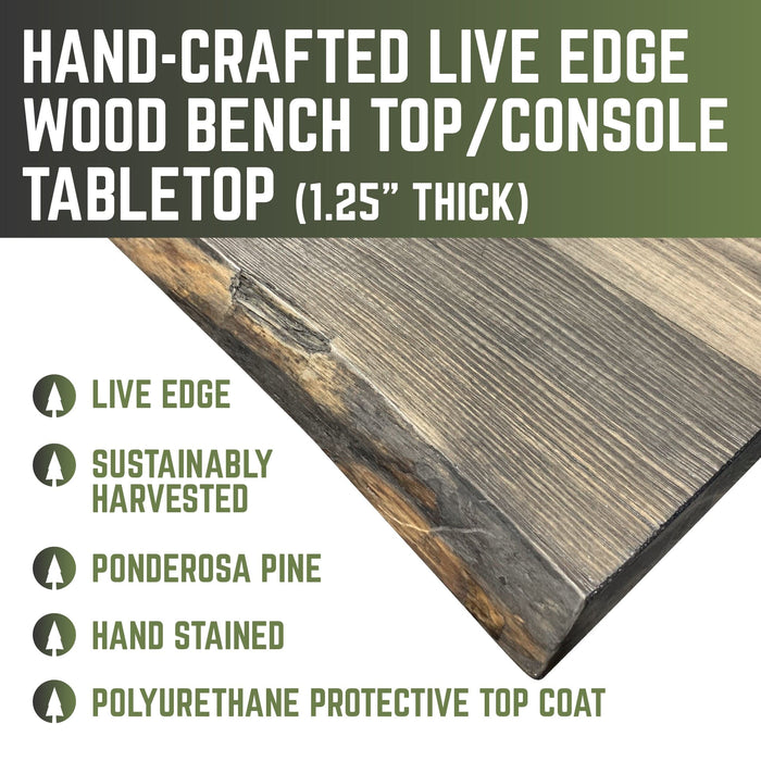 RESTORE Boulder Black Solid Live Edge Wood Console Tabletop - Sweatfully