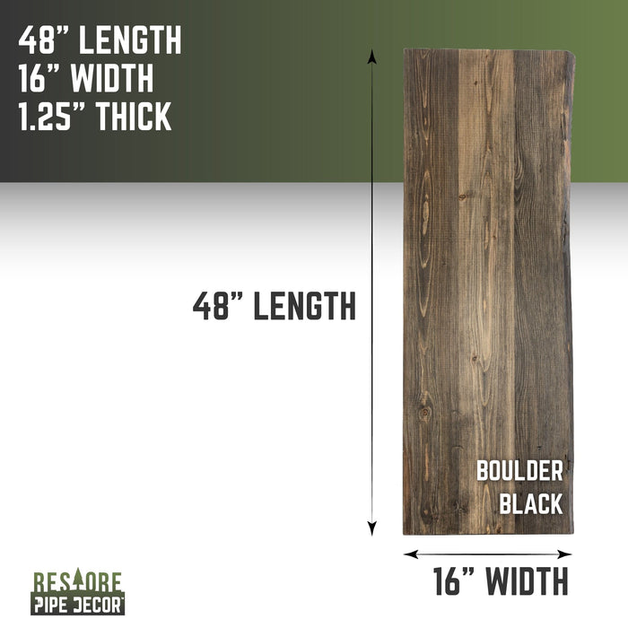 RESTORE Boulder Black Solid Live Edge Wood Console Tabletop - Sweatfully