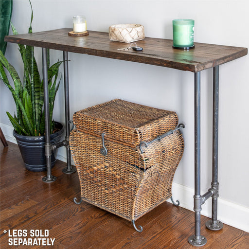 RESTORE Boulder Black Solid Live Edge Wood Console Tabletop - Sweatfully