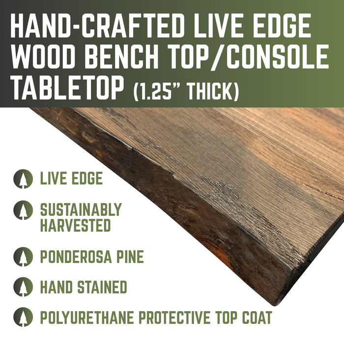 RESTORE Trail Brown Solid Live Edge Wood Console Tabletop - Sweatfully