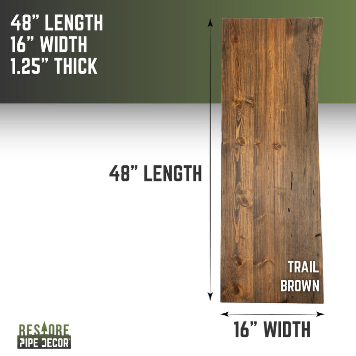 RESTORE Trail Brown Solid Live Edge Wood Console Tabletop - Sweatfully