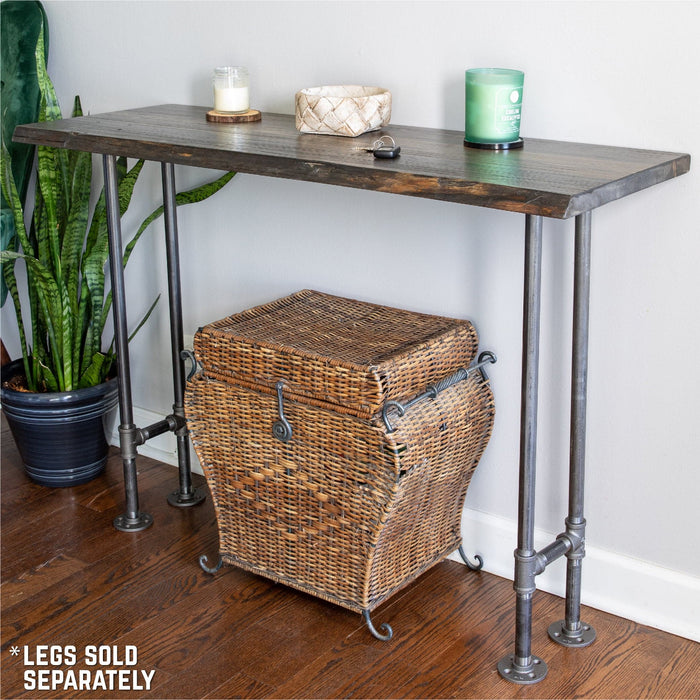RESTORE Trail Brown Solid Live Edge Wood Console Tabletop - Sweatfully