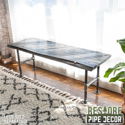 RESTORE Riverstone Grey Solid Live Edge Wood Console Tabletop - Sweatfully