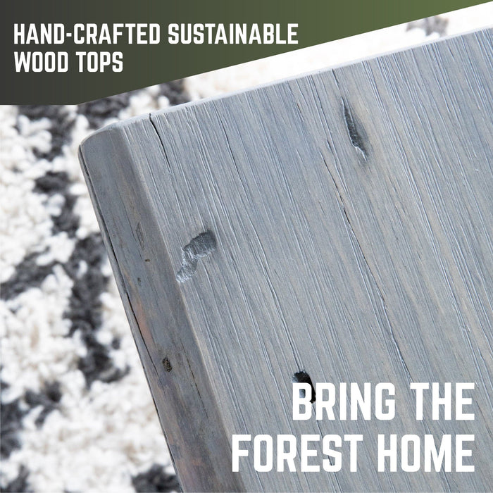 RESTORE Riverstone Grey Solid Live Edge Wood Console Tabletop - Sweatfully