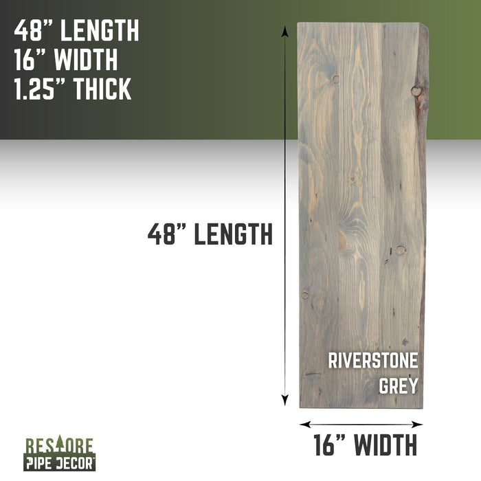 RESTORE Riverstone Grey Solid Live Edge Wood Console Tabletop - Sweatfully