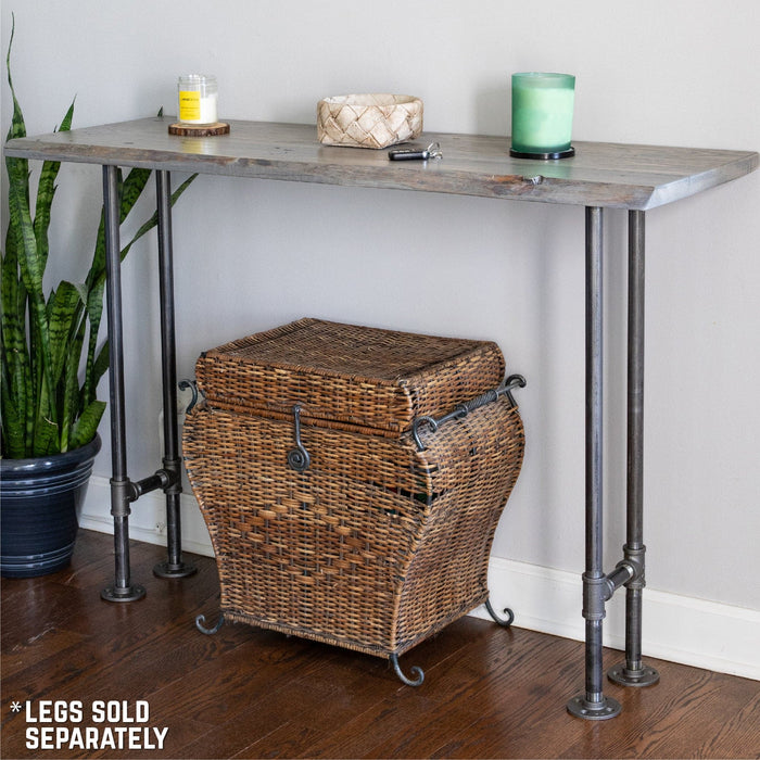 RESTORE Riverstone Grey Solid Live Edge Wood Console Tabletop - Sweatfully