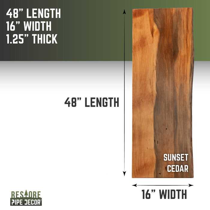 RESTORE Sunset Cedar Solid Live Edge Wood Console Tabletop - Sweatfully