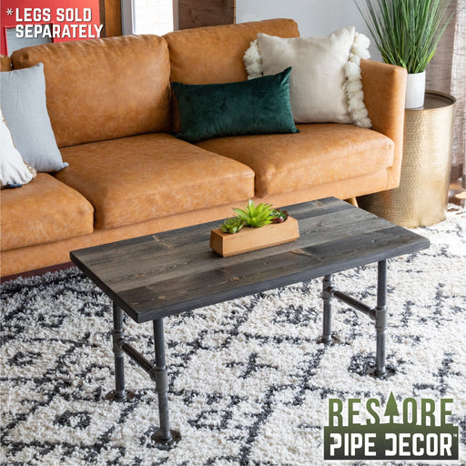RESTORE Boulder Black Solid Wood Coffee Tabletop - Sweatfully