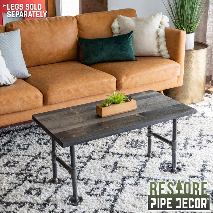 RESTORE Boulder Black Solid Wood Coffee Tabletop - Sweatfully