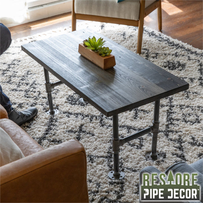 RESTORE Boulder Black Solid Wood Coffee Tabletop - Sweatfully