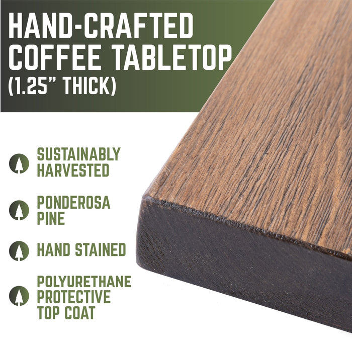 RESTORE Trail Brown Solid Wood Coffee Tabletop - Sweatfully
