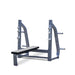 Olympic Flat Bench - Muscle D Fitness - 11 Gauge Steel - Commercial Upholstery - Weight Storage Pegs - Sweatfully
