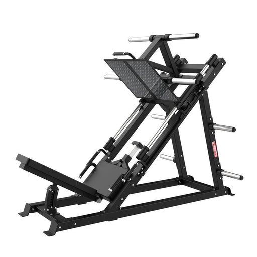 Excel Open Linear Bearing Leg Press - Muscle D Fitness - Plate Load Leg Machine - Weight Storage Pegs - Adjustable Seat - Sweatfully