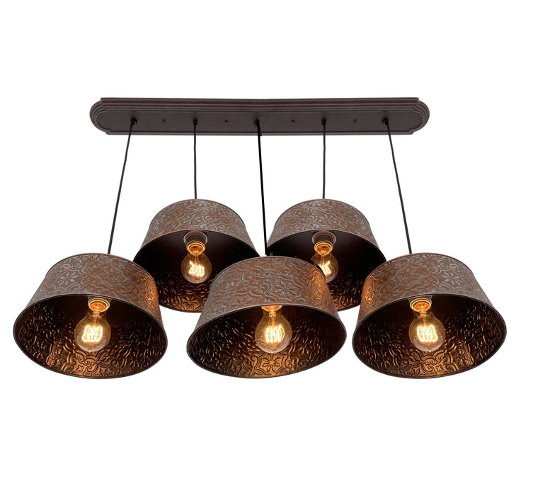 Ornate Copper CHANDELIER Rectangular TRIO Light - Sweatfully