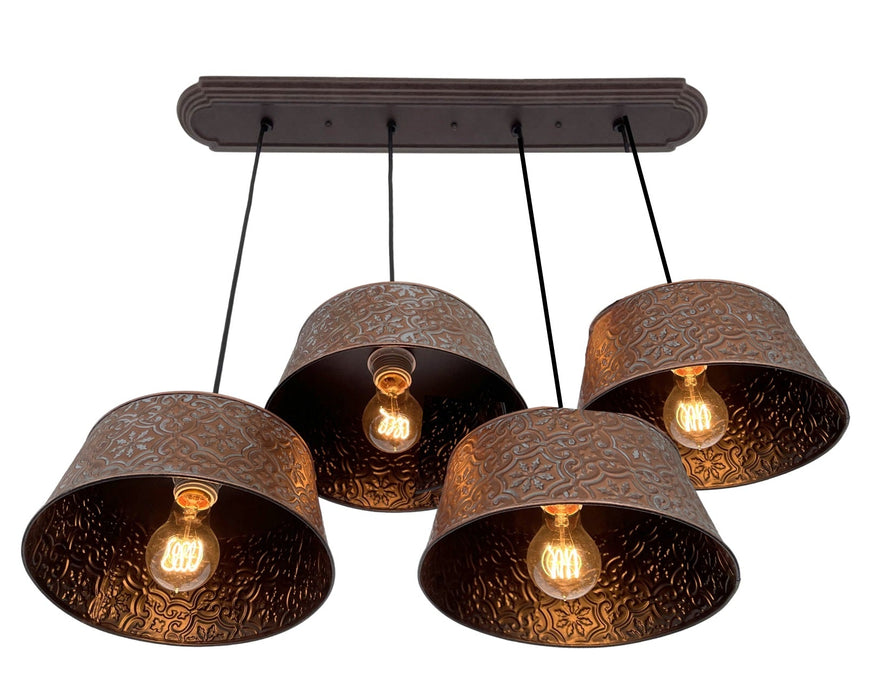 Ornate Copper CHANDELIER Rectangular TRIO Light - Sweatfully