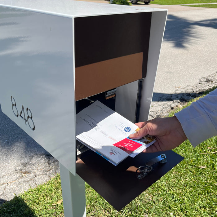 NEW! The Retrobox Locking Package Dropbox in ARCTIC WHITE - Modern Mailbox - Sweatfully