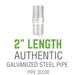 1/2 in. x 2 in. Galvanized Steel Nipple - Sweatfully