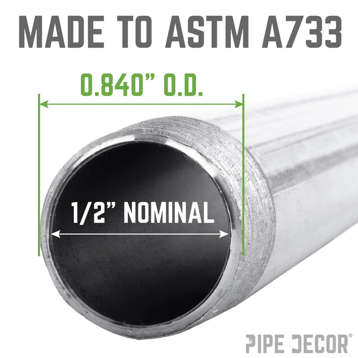 1/2 in. x 2 in. Galvanized Steel Nipple - Sweatfully