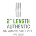 1 in. x 2 in. Galvanized Steel Nipple - Sweatfully