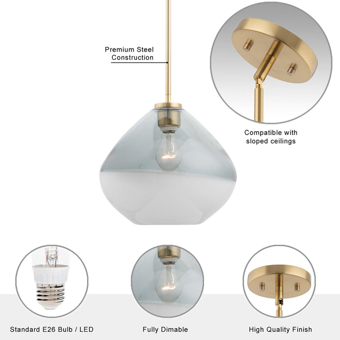 Pheobe 1-light Modern Handblown Glass Island Pendant Light - Sweatfully