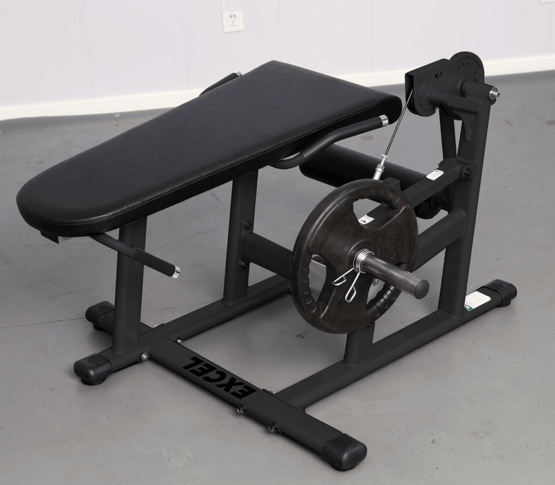 Excel Base Leg Extension / Leg Curl Combo - Muscle D Fitness - Plate Loaded - Silver, Black - Sweatfully