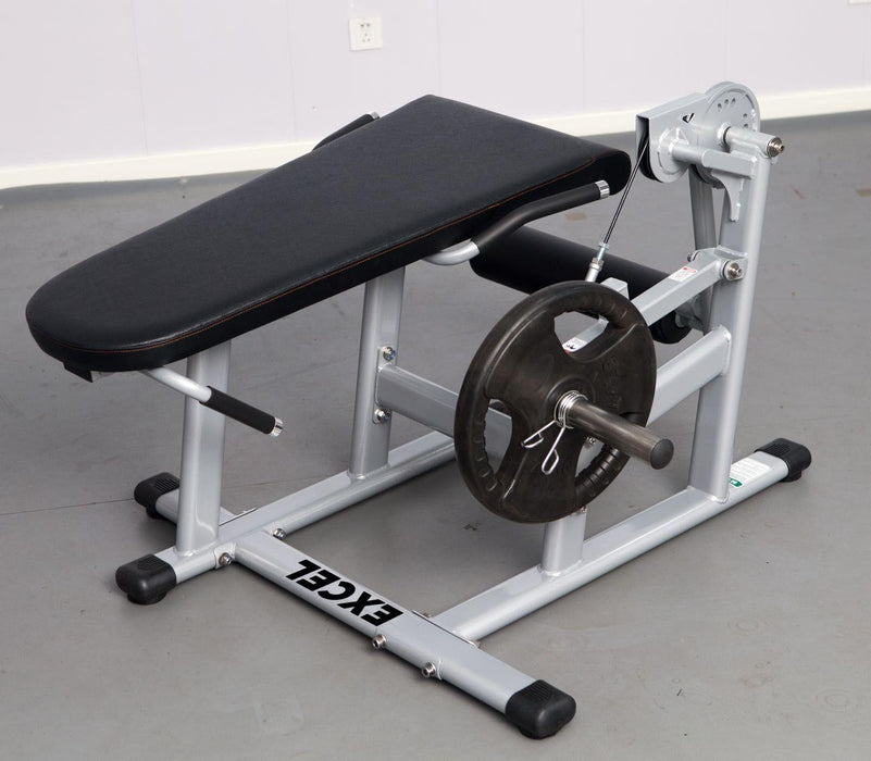 Excel Base Leg Extension / Leg Curl Combo - Muscle D Fitness - Plate Loaded - Silver, Black - Sweatfully