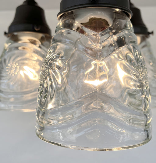Pressed 1960's Glass Ceiling Light Fixtures Chain Trio - Sweatfully