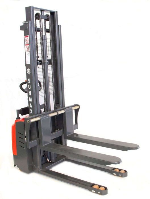 PS3300FE-3M Electric Pallet Stacker, 3300 lbs Capacity, 9.8 ft Lifting Height, Work with Open-bottom Pallets - Sweatfully