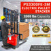 SUNMAX PS3300FE-3M Electric Pallet Stacker | 3300 lbs Capacity, 118″ Lifting Height & Advanced Safety - Sweatfully