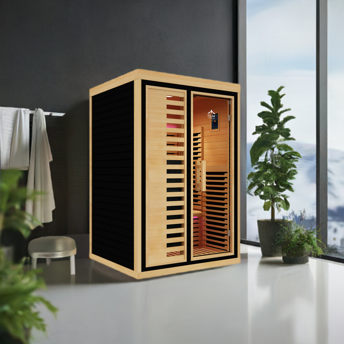 Peak Saunas Everest 2-Person Indoor Full Spectrum Infrared Sauna with XL Medical-Grade Red Light Therapy & Smart WiFi App Control - Sweatfully