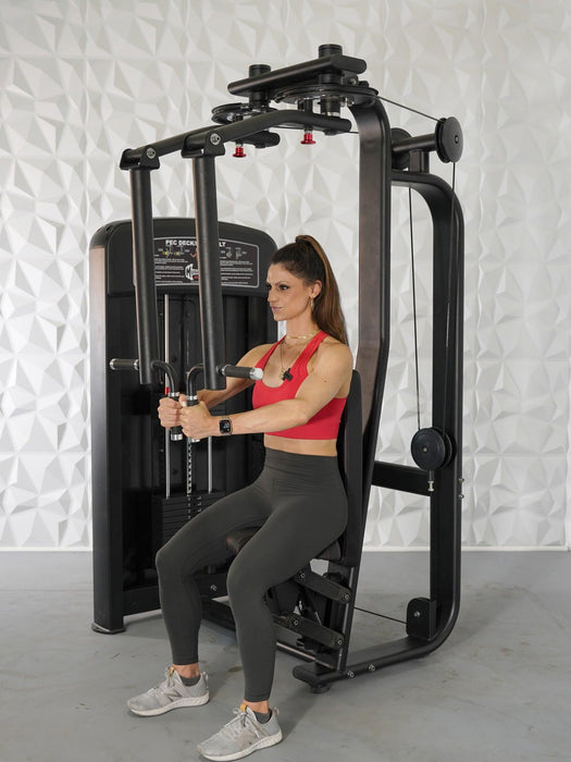 Elite Selectorized Pec Deck/Rear Delt - Muscle D Fitness - Commercial - Adjustable Seat - Pin Selectorized  Chest / Back Combo - Sweatfully